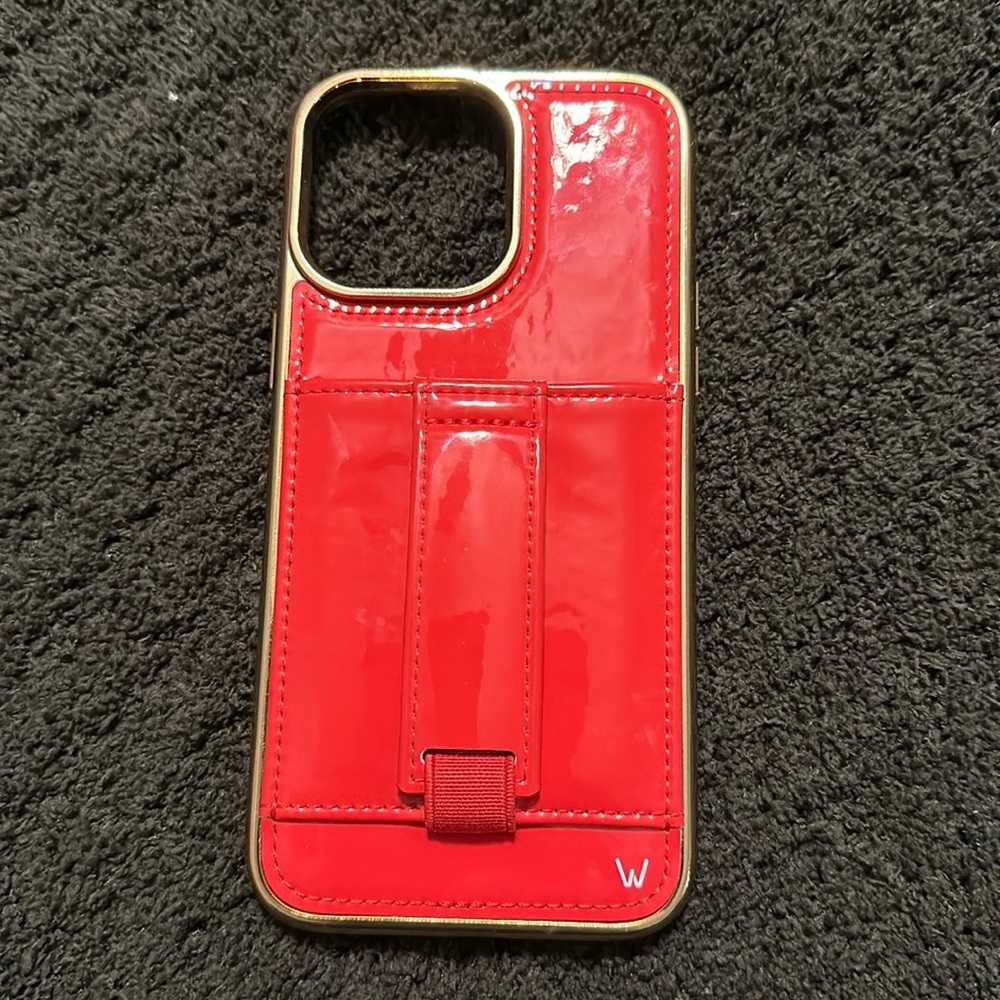 Walli Cases Red iPhone 14 Pro Max with Gold bumper